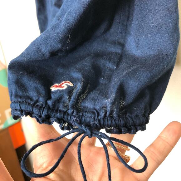 Hollister Top Embellished Sequin Boho Cami Tank Navy Blue Cinch Tie Hem xs - Picture 4 of 8